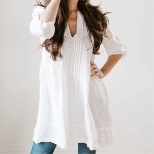 CP Shades $284 Regina Linen Twill Dress Size M White Tunic Summer Beach Vacation